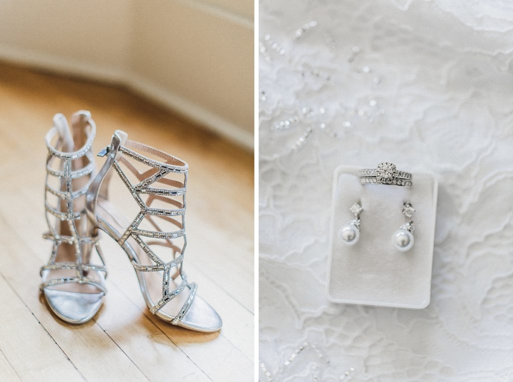 wedding shoes and bride's jewelry