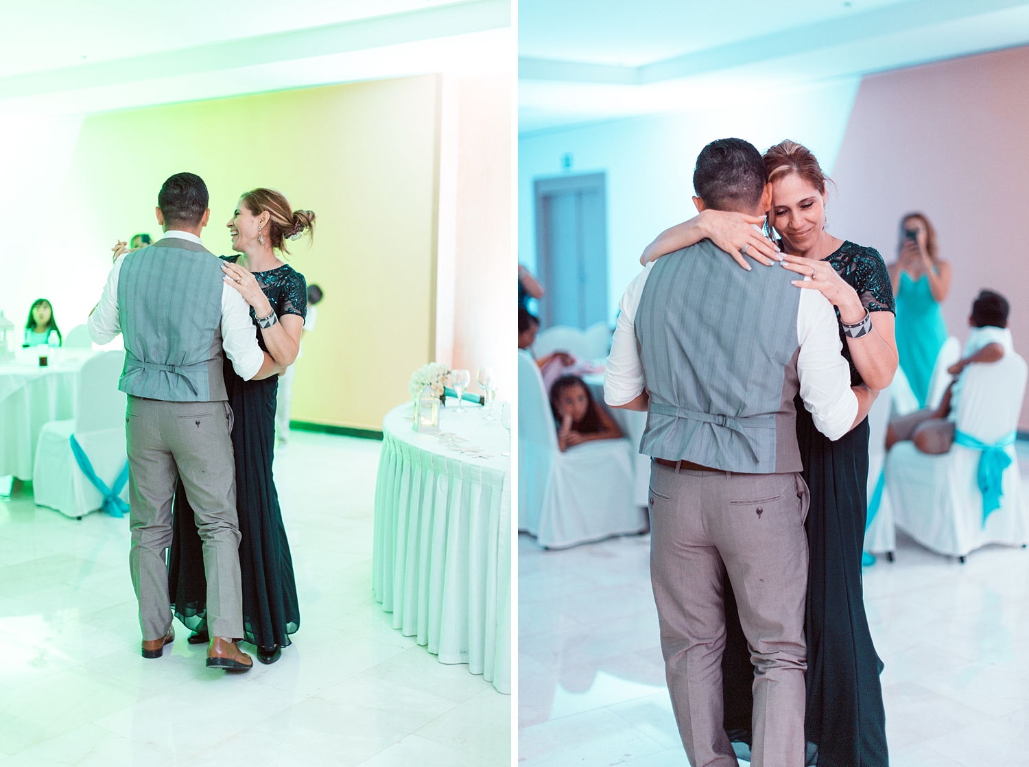 mother and son dance at Grand Oasis Cancun wedding