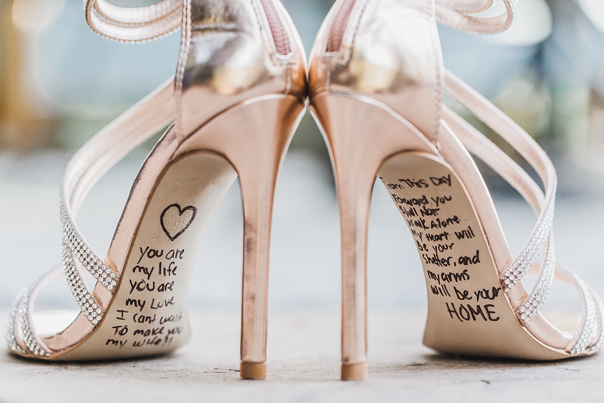 Steve Madden wedding shoes with note written
